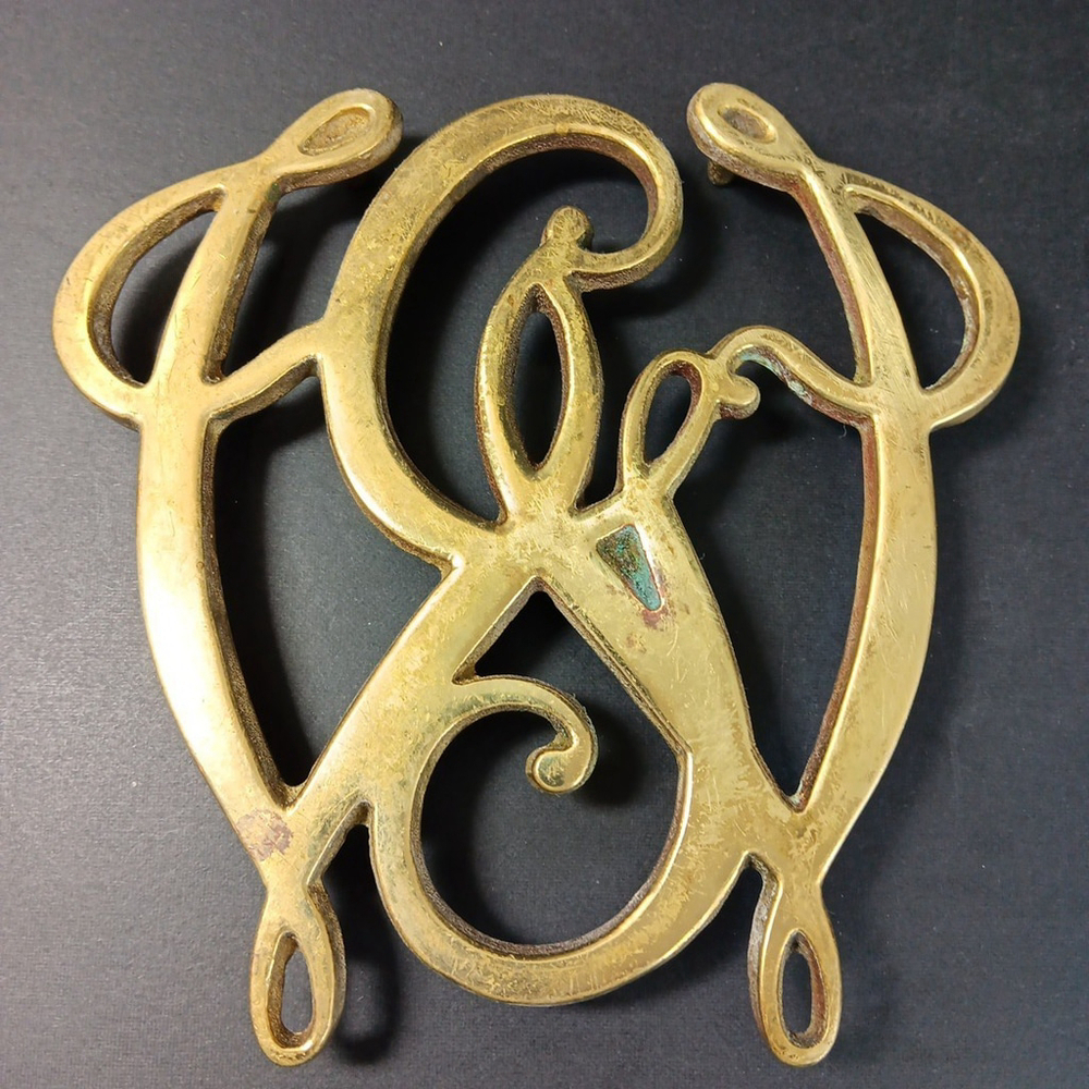 Virginia Metalcrafters George Washington Cypher Bicentennial Brass Trivet GW